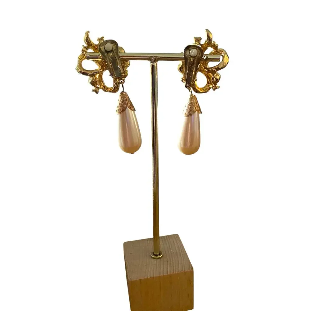 Gorgeous Vintage French designer Clip-on Drop Earrings - 3